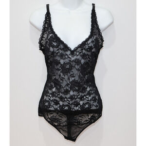 A6 NWT Auth COSABELLA Black Floral Lace Bodysuit Lingerie Top Size L